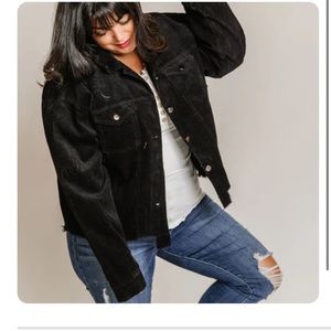 Distressed Corduroy Jacket - Black xl